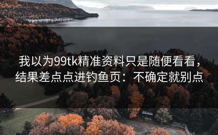 我以为99tk精准资料只是随便看看,结果差点点进钓鱼页:不确定就别点 我以为99tk精准资料只是随便看看,结果差点点进钓鱼页:不确定就别点
